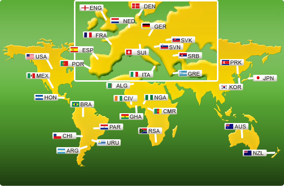 Karta deltagande länder